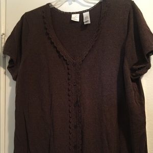 Sweater brown with lace slimming lines 3X